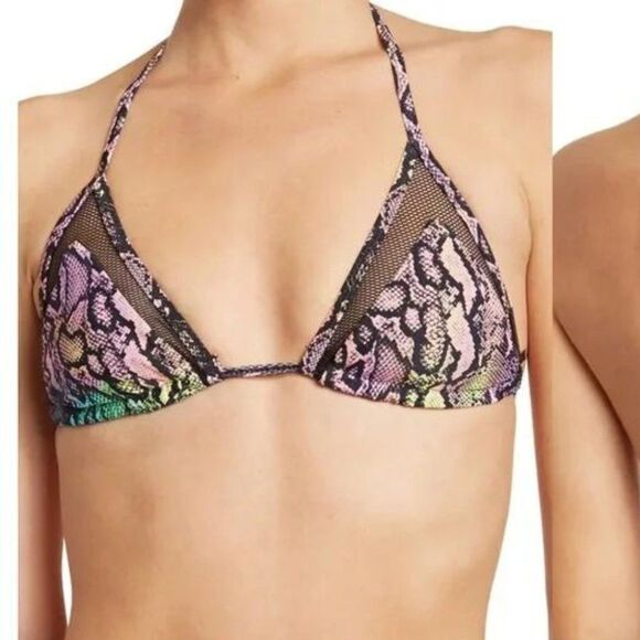 Kendall & Kylie Women's Mesh Trim Tie Dye Snake Triangle Bikini Set Size… - Picture 2 of 16